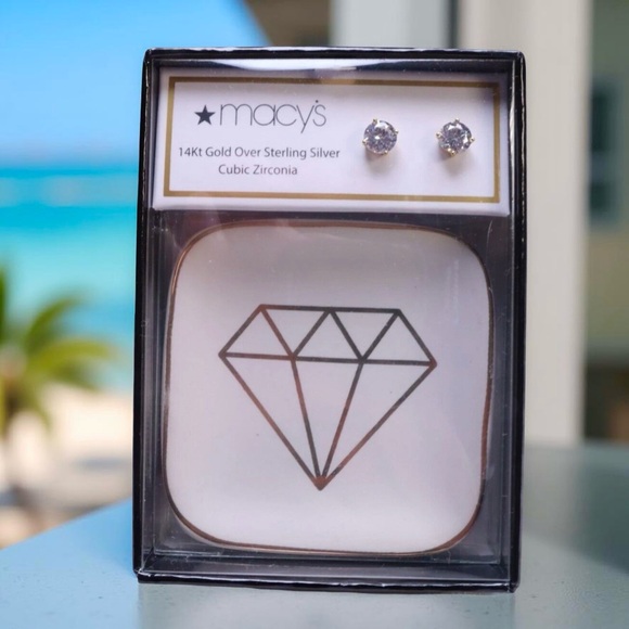 Macy's Jewelry - 14Kt Gold Over Sterling Silver Cubic Zirconia Stud Earrings